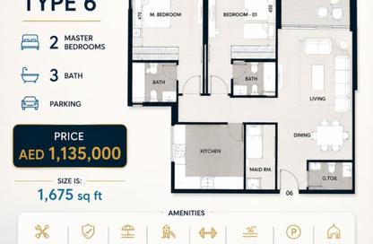 Apartment - 2 Bedrooms - 3 Bathrooms for sale in Al Khan Corniche - Al Khan - Sharjah