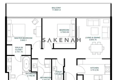 Apartment - 2 Bedrooms - 3 Bathrooms for rent in Vida 2 - Vida Residences - Aljada - Sharjah