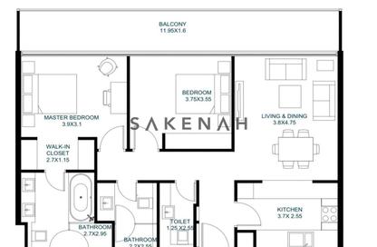 Apartment - 2 Bedrooms - 3 Bathrooms for rent in Vida 2 - Vida Residences - Aljada - Sharjah