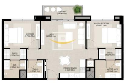 Apartment - 2 Bedrooms - 3 Bathrooms for sale in Nshama Camden - Town Square - Dubai
