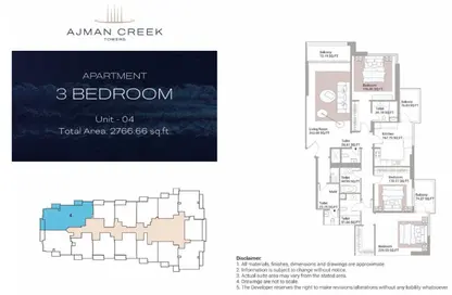 Apartment - 3 Bedrooms - 5 Bathrooms for sale in Ajman Creek Towers - Al Rashidiya 1 - Al Rashidiya - Ajman