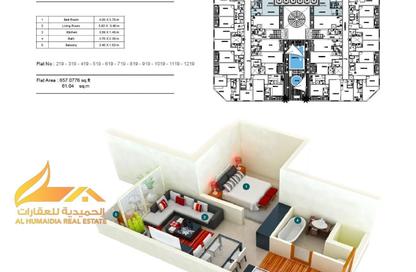 Apartment - Studio - 1 Bathroom for sale in Smart Tower 1 - Al Amerah - Ajman