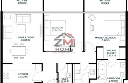 Apartment - 2 Bedrooms - 3 Bathrooms for rent in Vida 1 - Vida Residences - Aljada - Sharjah