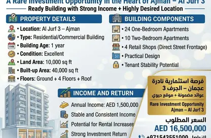 عمارة بالكامل - 8 غرف نوم - 8 حمامات للبيع في الجرف 3 - الجرف - عجمان وسط المدينة - عجمان