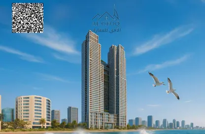 شقة - غرفة نوم - 2 حمامات للبيع في برج موجان - طريق كورنيش عجمان - عجمان