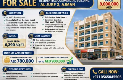 عمارة بالكامل - 8 غرف نوم - 8 حمامات للبيع في الجرف 3 - الجرف - عجمان وسط المدينة - عجمان