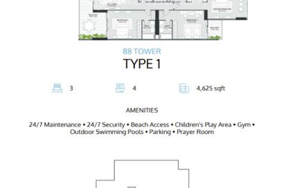 Apartment - 3 - 5 for sale in 88 Tower - Al Khan - Sharjah